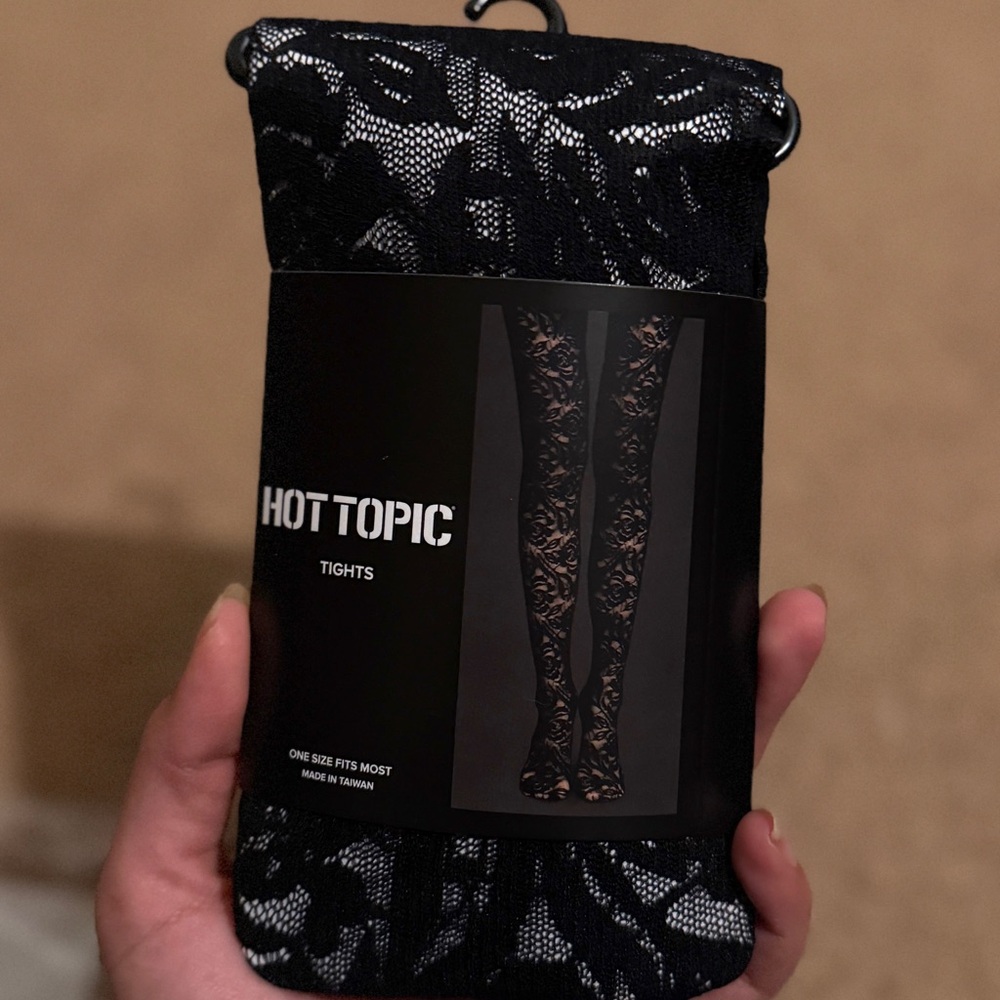 NWT Hot Topic Black Lacey floral Tights
